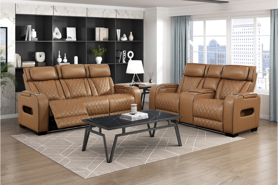 9516BRW Sofa and Love Seat